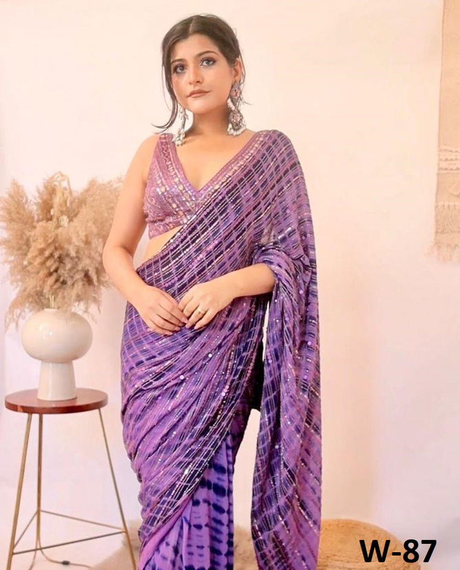 Beautiful W 155 Designer Embroidery Party Wear Wholesale Saree Catalog